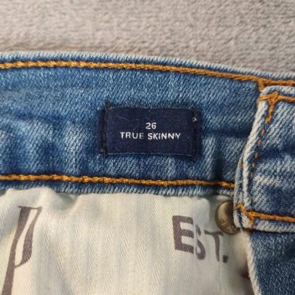 GAP Blue Denim True Skinny High-Rise Button Fly Jeans Size 26 Distressed Raw Hem - Picture 4 of 11